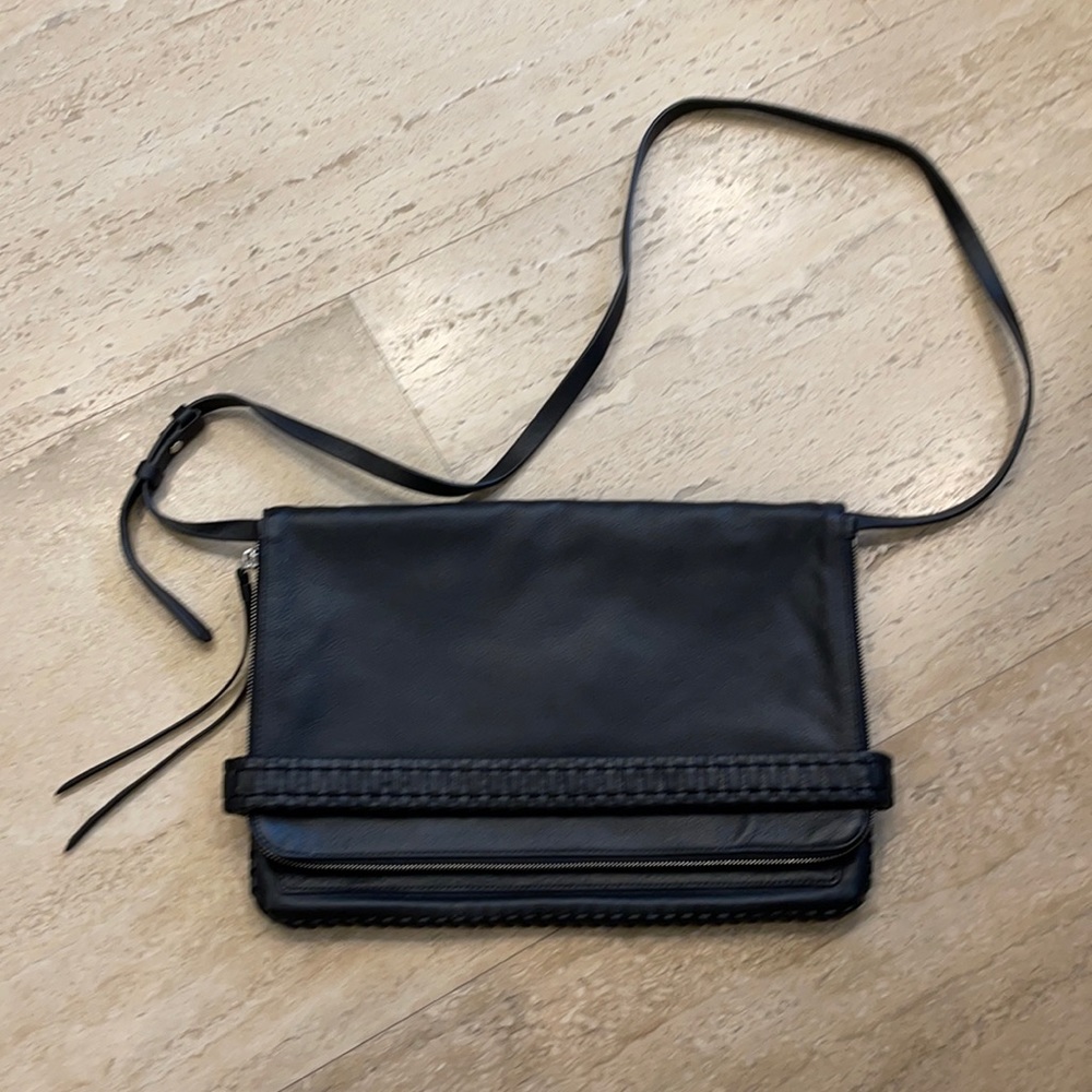 All Saints Black leather messenger bag. New!!!